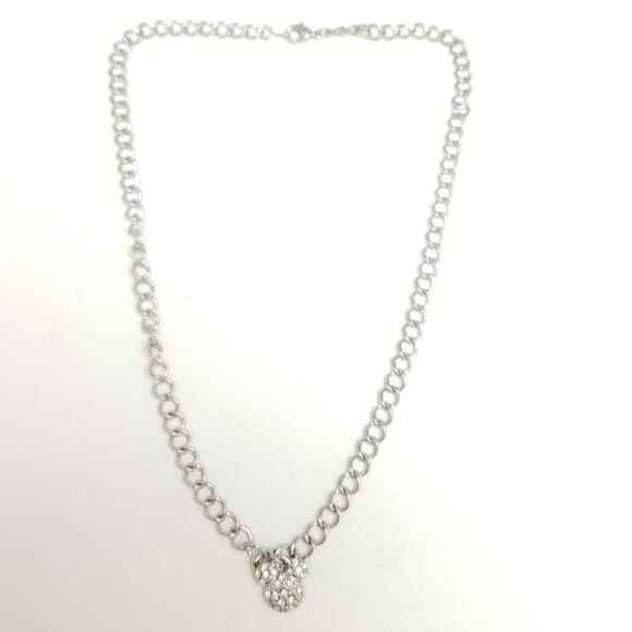Vintage Disney Mickey Rhinestone Pendant Charm Necklace, Silver Tone Chain - Picture 5 of 5